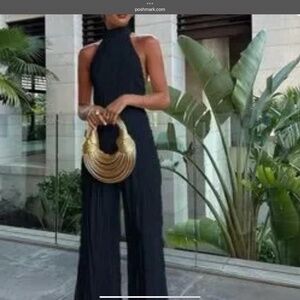 Asymmetric Halter Crop Top with Wide Leg Pants Set